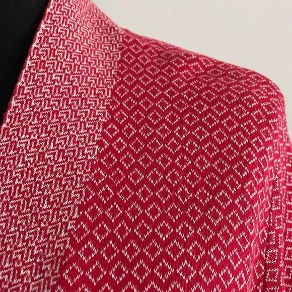 Kim Rogers Women’s Cardigan Red White Print All Cotton - Picture 4 of 10